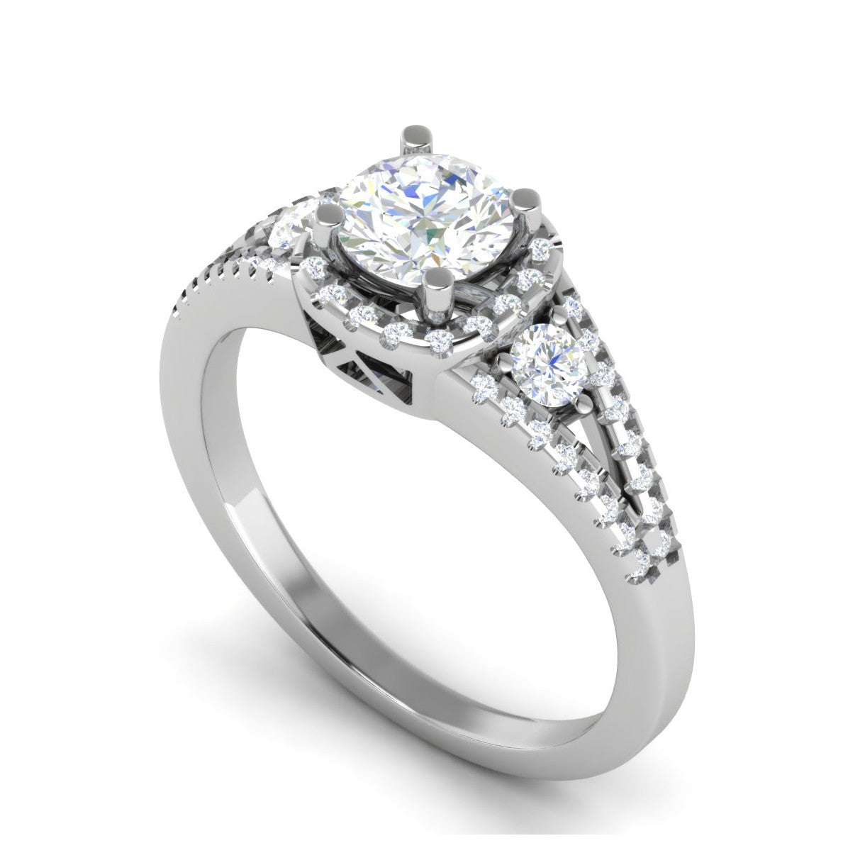 0.50 cts. Solitaire Platinum Halo Diamond Split Shank Engagement Ring  for Women JL PT WB6020   Jewelove