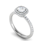 Load image into Gallery viewer, 0.50 cts Solitaire Double Halo Diamond Shank Platinum Ring JL PT RH RD 230   Jewelove.US
