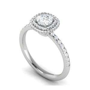 0.50 cts Solitaire Double Halo Diamond Shank Platinum Ring JL PT RH RD 230   Jewelove.US