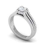 Load image into Gallery viewer, 0.50cts Halo Diamond Split Shank Solitaire Platinum Ring JL PT M00329MD   Jewelove.US
