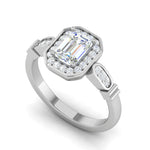 Load image into Gallery viewer, 0.50 cts. Emerald Cut Solitaire Halo Diamond Shank Platinum Ring JL PT RM EM 160   Jewelove.US
