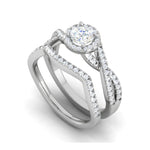 Load image into Gallery viewer, 0.30cts Solitaire Halo Diamond Twister Shank Platinum Ring JL PT RH RD 301   Jewelove.US
