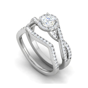 0.30cts Solitaire Halo Diamond Twister Shank Platinum Ring JL PT RH RD 301   Jewelove.US