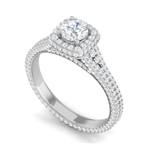 0.50 cts Square Double Halo Solitaire Split Shank Diamond Platinum Ring JL PT RP RD 195   Jewelove.US