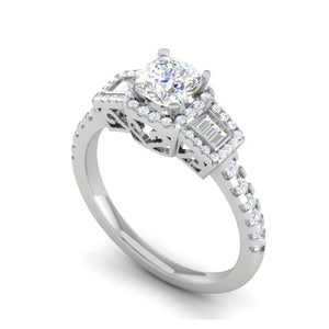 0.50cts. Cushion Solitaire with Emerald Cut Diamond Platinum Ring JL PT R3 CU 175   Jewelove.US