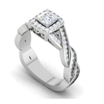 Load image into Gallery viewer, 0.40cts Princess Cut Solitaire Square Halo Diamond Twisted Shank Platinum Ring for Women JL PT RV PR 149   Jewelove.US
