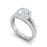 Load image into Gallery viewer, 0.50cts Halo Cushion Solitaire Diamond Split Shank Platinum Ring JL PT WB5815E   Jewelove.US
