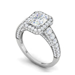 Load image into Gallery viewer, 0.70cts. Emerald Cut Solitaire Halo Diamond Shank Platinum Ring JL PT WB5903E   Jewelove.US
