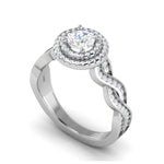 Load image into Gallery viewer, 0.50 cts Solitaire Double Halo Diamond with Twisted Shank Platinum Ring JL PT RH RD 275   Jewelove.US
