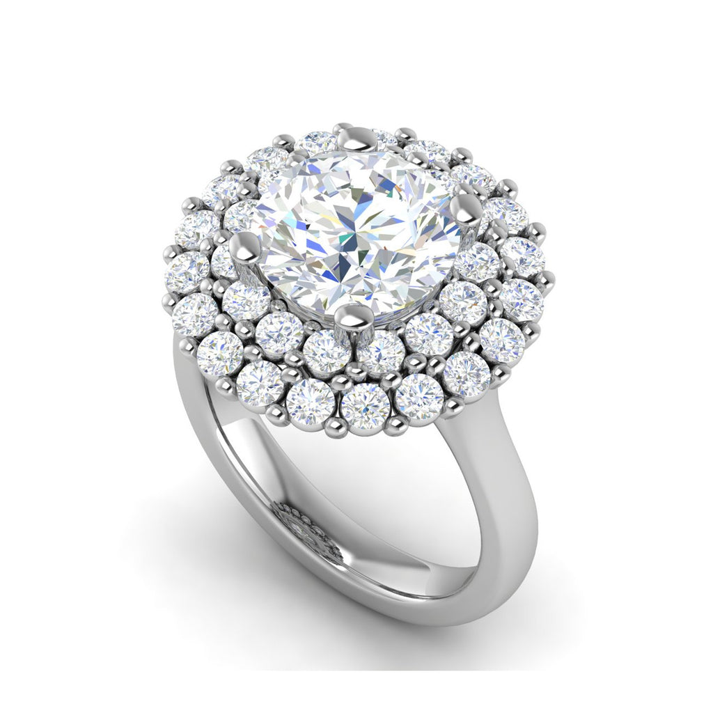 0.50 cts Solitaire Double Halo Diamond Platinum Ring JL PT REHS1487   Jewelove.US