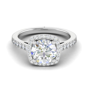 0.50cts Solitaire Halo Diamond Split Shank Platinum Ring JL PT 01   Jewelove.US