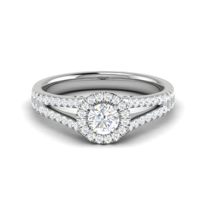 0.50 cts Solitaire Halo Diamond Split Shank Platinum Ring JL PT RH RD 224   Jewelove.US