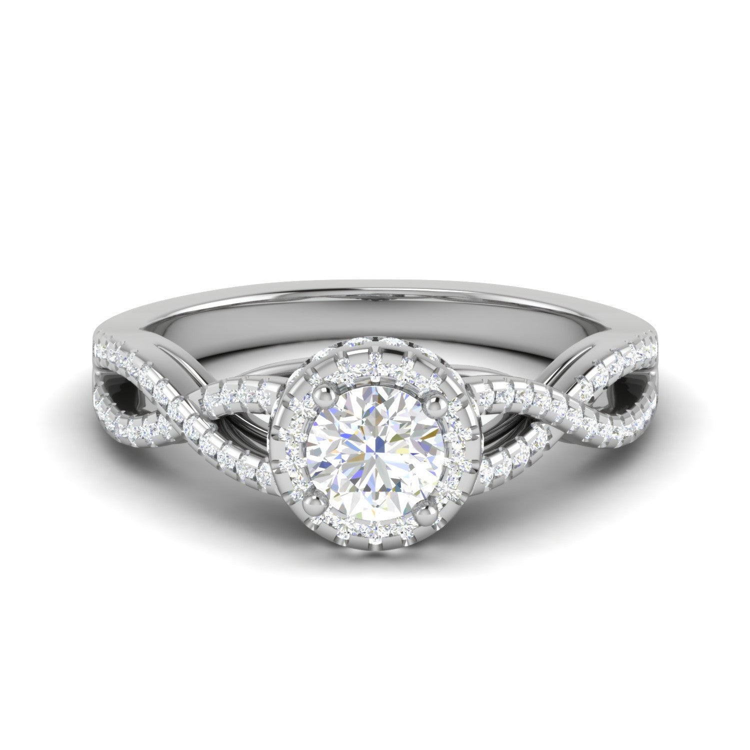 0.50 cts Solitaire Double Halo Diamond Twisted Shank Platinum Diamond Ring JL PT RH RD 174   Jewelove.US