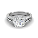 Load image into Gallery viewer, 0.30 cts. Cushion Solitaire Double Halo Split Shank Platinum Ring JL PT RH CU 252   Jewelove.US
