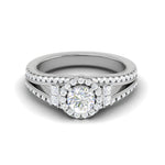 Load image into Gallery viewer, 0.50cts Solitaire Halo Diamond Split Shank Platinum Ring JL PT 198   Jewelove.US
