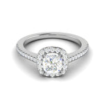 Load image into Gallery viewer, 0.50 cts. Cushion Solitaire Halo Diamond Shank Platinum Ring JL PT RH CU 129   Jewelove.US
