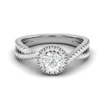 Load image into Gallery viewer, 0.50 cts Solitaire Halo Diamond Twisted Shank Platinum Ring JL PT RP RD 132   Jewelove.US
