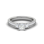 Load image into Gallery viewer, 0.30 cts. Princess Cut Diamond Diamond Shank Platinum Solitaire Engagement Ring JL PT 150   Jewelove.US
