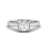 Load image into Gallery viewer, 0.50 cts Solitaire Square Halo Diamond Split Platinum Ring JL PT RH RD 180   Jewelove.US
