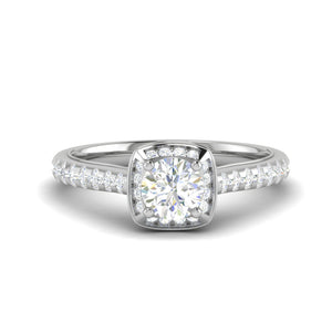 0.50 cts Solitaire Square Halo Diamond Split Platinum Ring JL PT RH RD 180   Jewelove.US