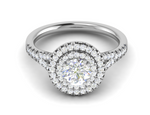 Load image into Gallery viewer, 0.70 cts Solitaire Double Halo Diamond Shank Platinum Ring JL PT RH RD 105   Jewelove.US
