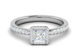 Load image into Gallery viewer, 0.50 cts Princess Cut Solitaire Square Halo Diamond Shank Platinum Ring JL PT RH PR 245   Jewelove.US
