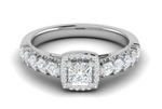 Load image into Gallery viewer, 0.50 cts Princess Cut Solitaire Halo Diamond Shank Platinum Ring JL PT RH PR 292   Jewelove.US
