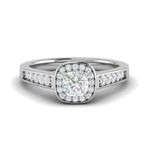 Load image into Gallery viewer, 0.50 cts Solitaire Square Halo Diamond Shank Platinum Ring JL PT RH RD 171   Jewelove.US
