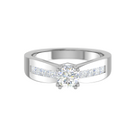 Load image into Gallery viewer, 0.50 cts Pointer Solitaire Platinum Ring with Princess Cut Diamonds JL PT RC RD 275   Jewelove.US
