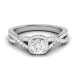 Load image into Gallery viewer, 0.50 cts Solitaire Halo Diamond Twisted Shank Platinum Diamonds Ring JL PT RP RD 221   Jewelove.US
