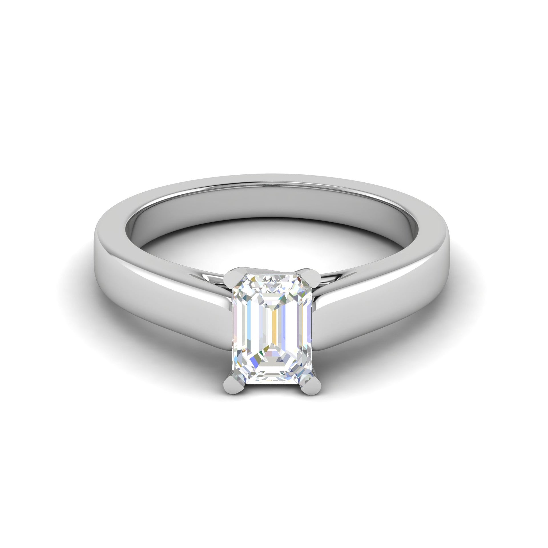 0.70 cts Emerald Cut Solitaire Diamond Platinum Ring JL PT RS EM 127   Jewelove.US