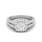 Load image into Gallery viewer, 0.50cts Halo Cushion Solitaire Diamond Split Shank Platinum Ring JL PT WB5815E   Jewelove.US
