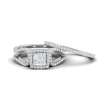 Load image into Gallery viewer, 0.50cts Princess Cut Solitaire Halo Diamond Split Shank Platinum Ring JL PT SF1750   Jewelove.US
