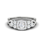 Load image into Gallery viewer, 0.50 cts Solitaire Square Halo Diamond Accents Platinum Ring JL PT RH RD 272   Jewelove.US
