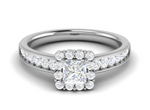 Load image into Gallery viewer, 0.50 cts Princess Cut Solitaire Halo Diamond Shank Platinum Ring JL PT RH PR 293   Jewelove.US
