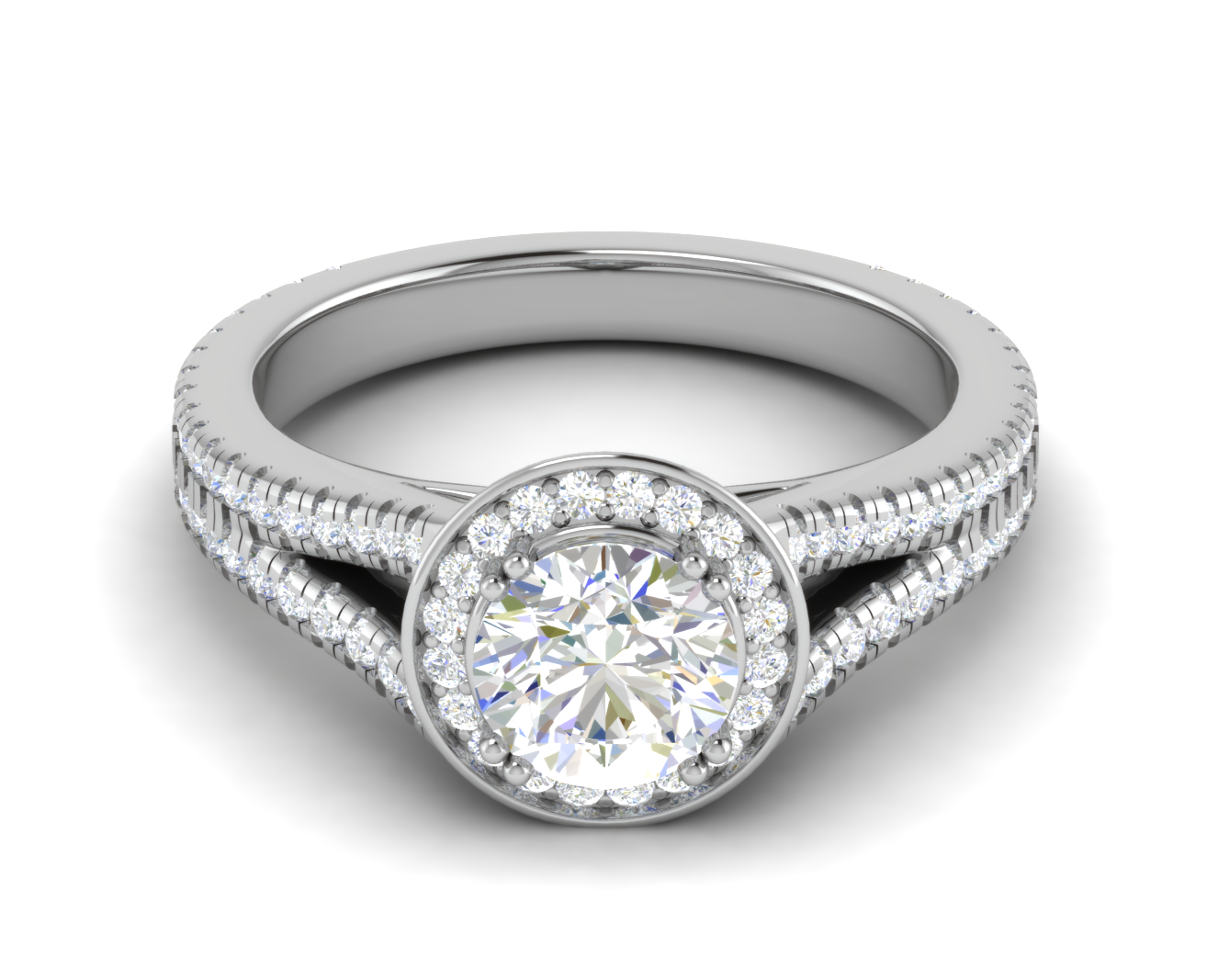 1.00 cts Solitaire Single Halo Diamond Split Platinum Ring JL PT RH RD 107   Jewelove.US