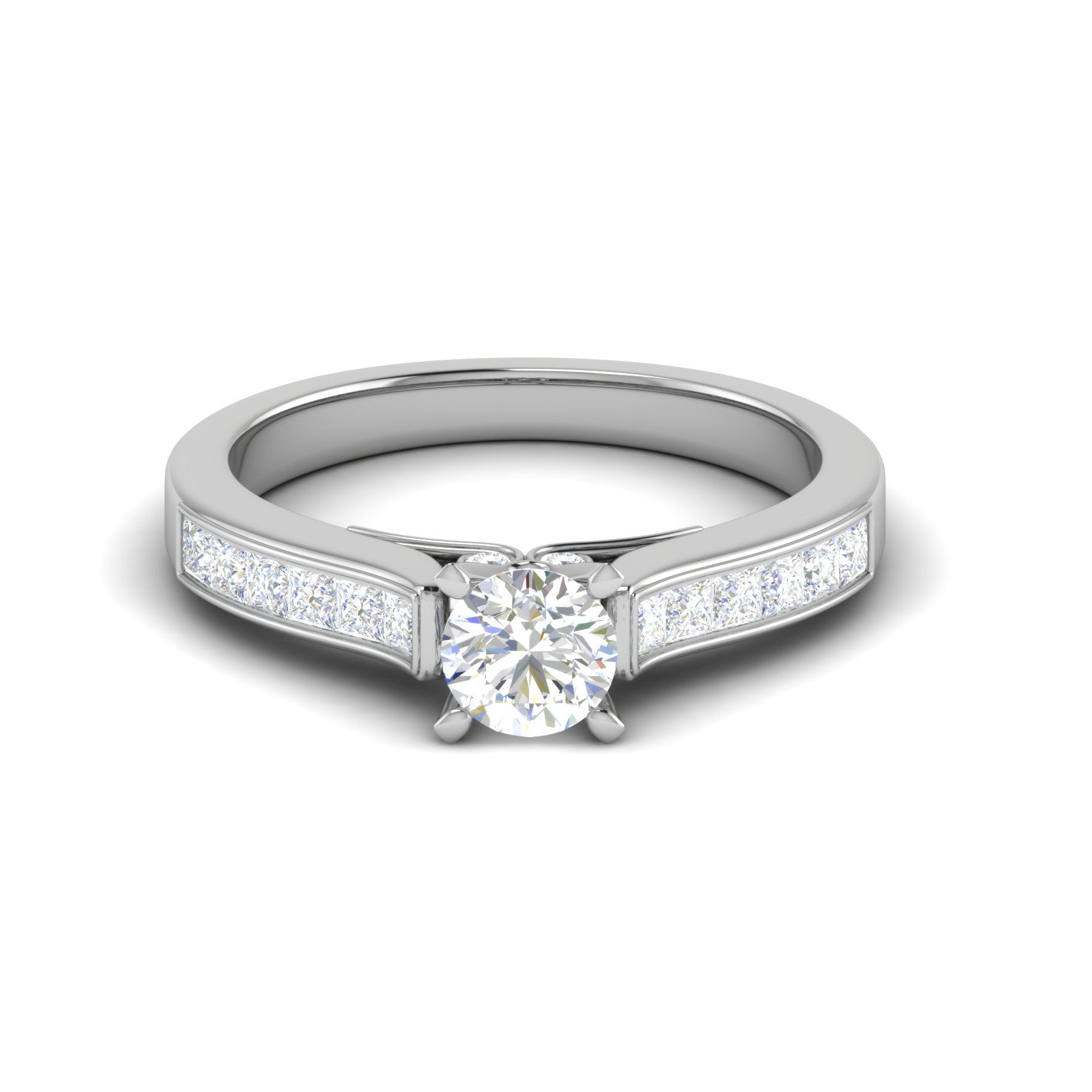 0.50 cts Solitaire with Princess Cut Diamonds Shank Platinum Ring JL PT RC RD 273   Jewelove.US