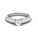 Load image into Gallery viewer, 0.50 cts Solitaire with Princess Cut Diamonds Shank Platinum Ring JL PT RC RD 273   Jewelove.US
