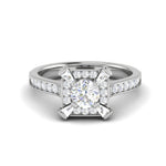 Load image into Gallery viewer, 0.50 cts Solitaire Square Halo Diamond with Shank Platinum Ring JL PT RH RD 279   Jewelove.US
