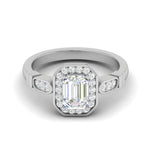 Load image into Gallery viewer, 0.50 cts. Emerald Cut Solitaire Halo Diamond Shank Platinum Ring JL PT RM EM 160   Jewelove.US
