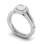 Load image into Gallery viewer, 0.70 cts Solitaire Halo Diamond Split Shank Platinum Ring JL PT RH RD 110   Jewelove
