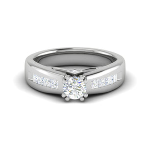 0.50 cts Solitaire with Princess Cut Diamonds Shank Platinum Ring JL PT RC RD 275   Jewelove.US