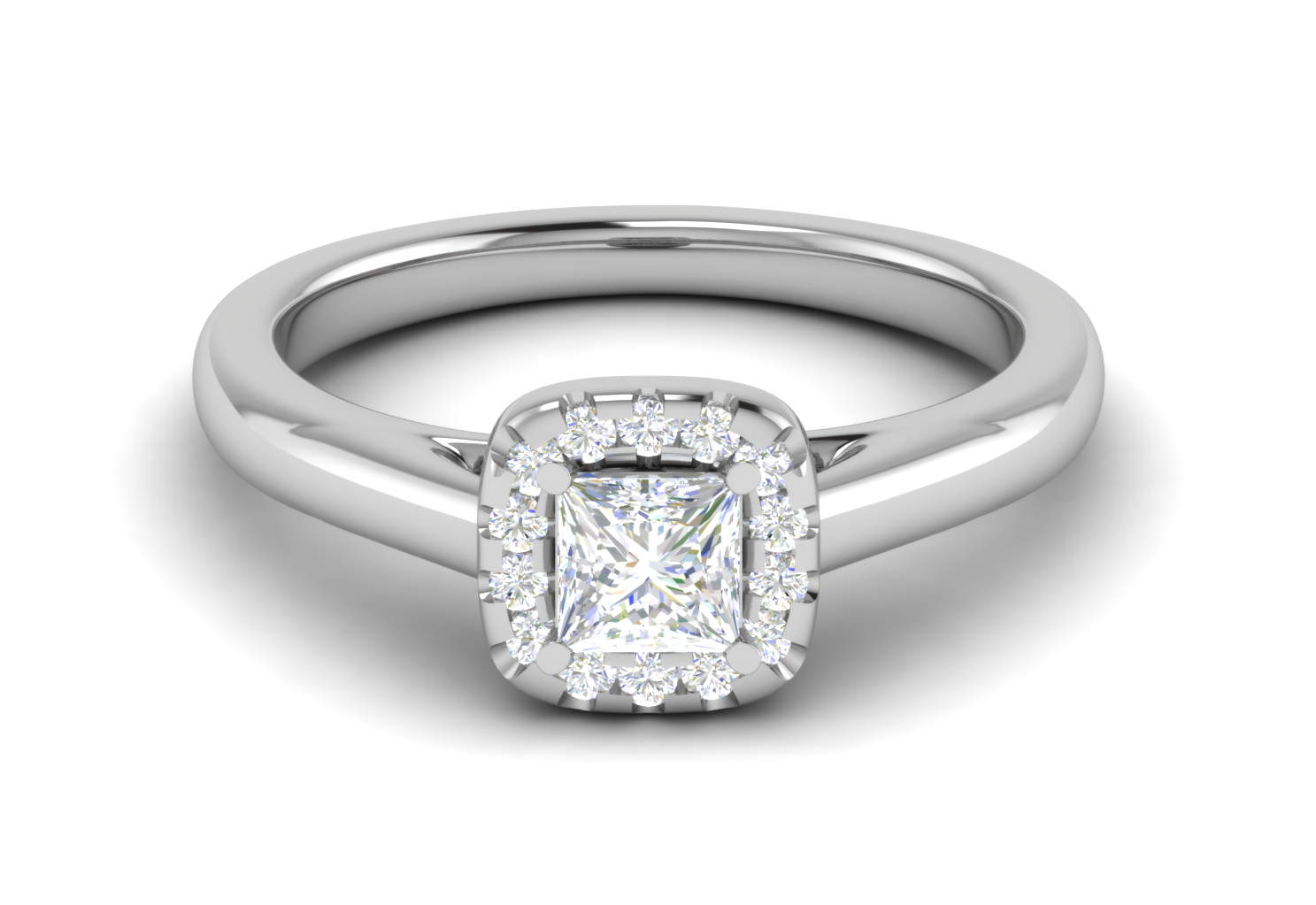 0.50 cts Princess Cut Solitaire Single Halo Diamond Platinum Ring JL PT RH PR 290   Jewelove.US