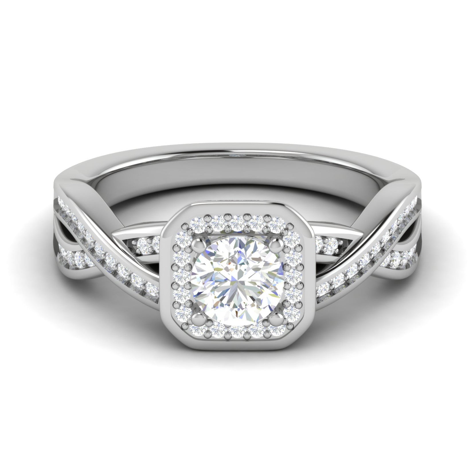 0.50 cts Solitaire Halo Diamond Split Platinum Diamonds Ring JL PT RH RD 304   Jewelove.US