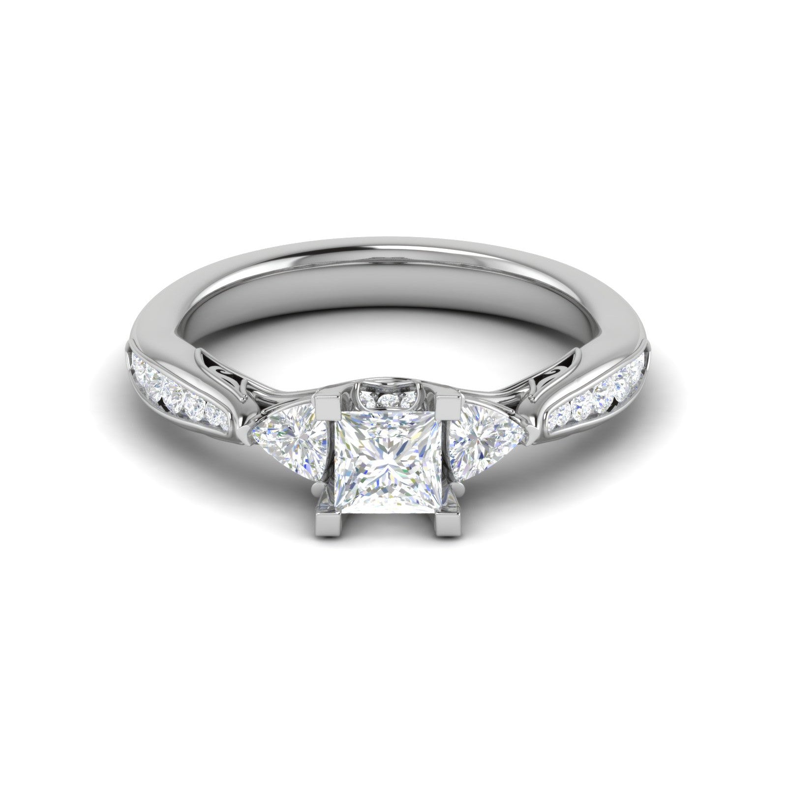 0.50cts Princess Cut Solitaire with Pear Diamond Platinum Ring JL PT RV PR 124   Jewelove.US