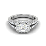 Load image into Gallery viewer, 0.50cts Asscher Solitaire Halo Diamond Split Shank Platinum Ring JL PT EN7203WB   Jewelove.US
