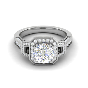 Designer 0.50cts Solitaire Halo Diamond Split Shank Platinum Ring JL PT EN7160-1WG   Jewelove.US