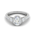 Load image into Gallery viewer, 30-Pointer Oval Shape Solitaire Halo Diamond Accents Platinum Ring JL PT IM1702   Jewelove.US
