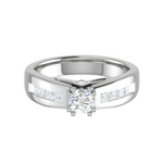 Load image into Gallery viewer, 0.50 cts Solitaire with Princess Cut Diamonds Shank Platinum Ring JL PT RC RD 275   Jewelove.US
