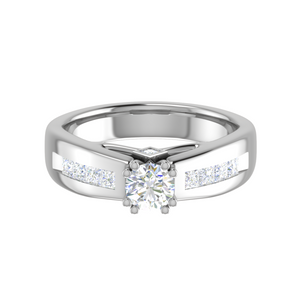 0.50 cts Solitaire with Princess Cut Diamonds Shank Platinum Ring JL PT RC RD 275   Jewelove.US